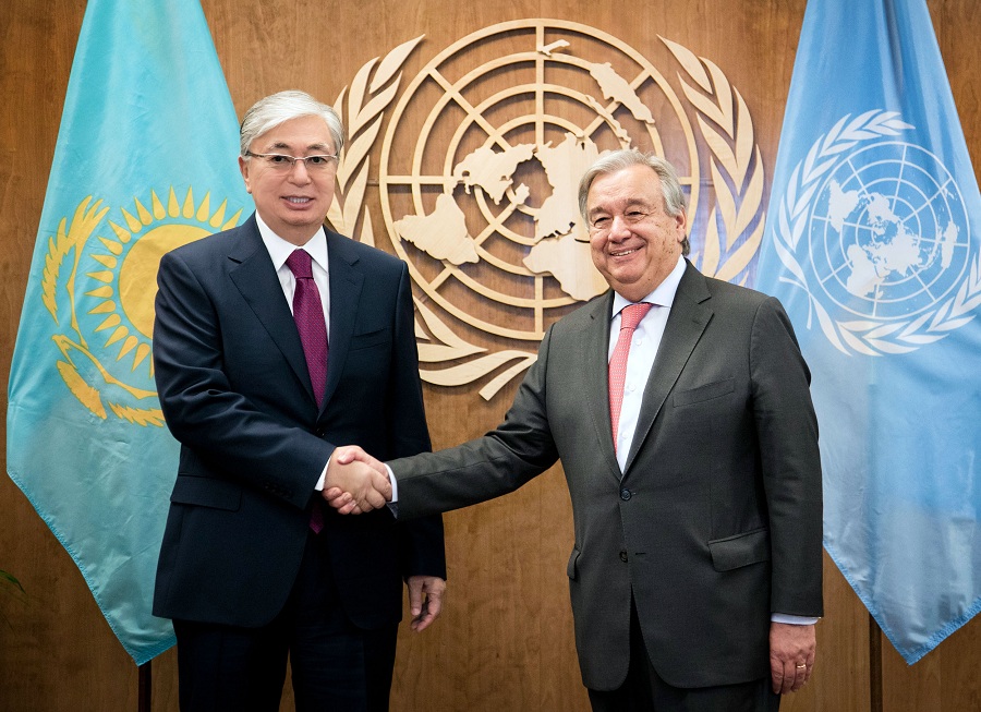 Президент Казахстана встретился с Генеральным секретарем ООН Антониу Гутерришем